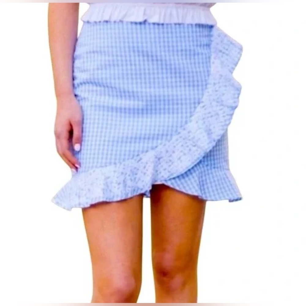J. Marie Blue Gingham Ruffle Skirt